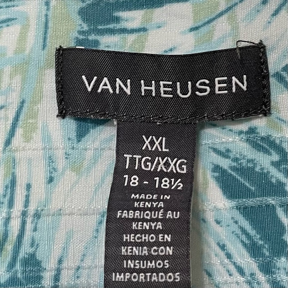 Van Heusen Green Casual Button Down Shirt with Tropical Flair - Picture 3 of 10